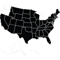 美国地图突出俄勒冈州，华盛顿州，密歇根州，阿拉斯加，夏威夷和佩拉，爱荷华州