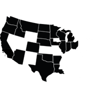 美国地图.S. 突出东部各州, 东北爱荷华州, Missouri, Kansas, 新墨西哥, Wyoming, Utah, Nevada, 以及奥兰治市的团结基督教高中, Iowa