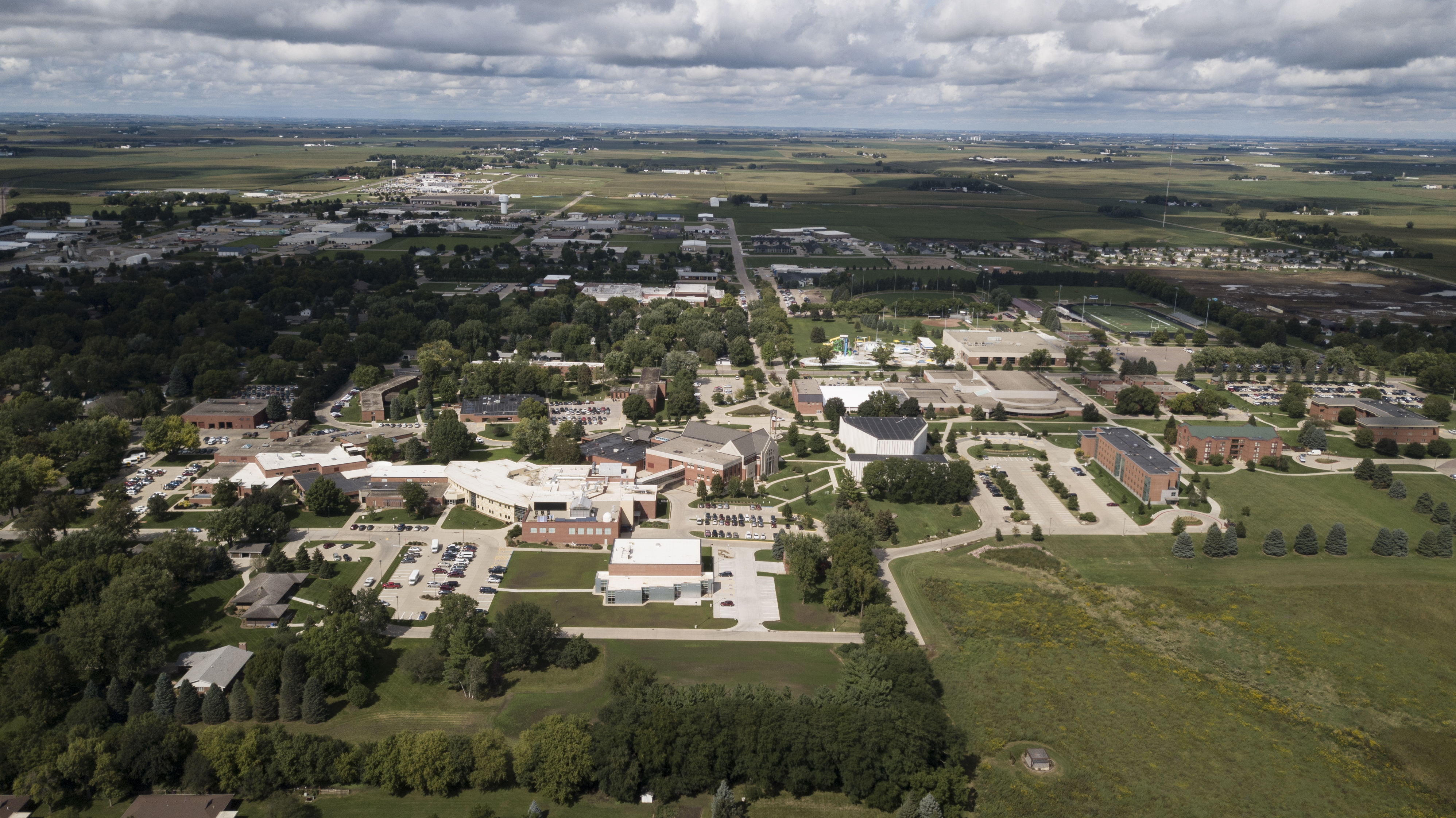 An aerial view of Dordt's campus