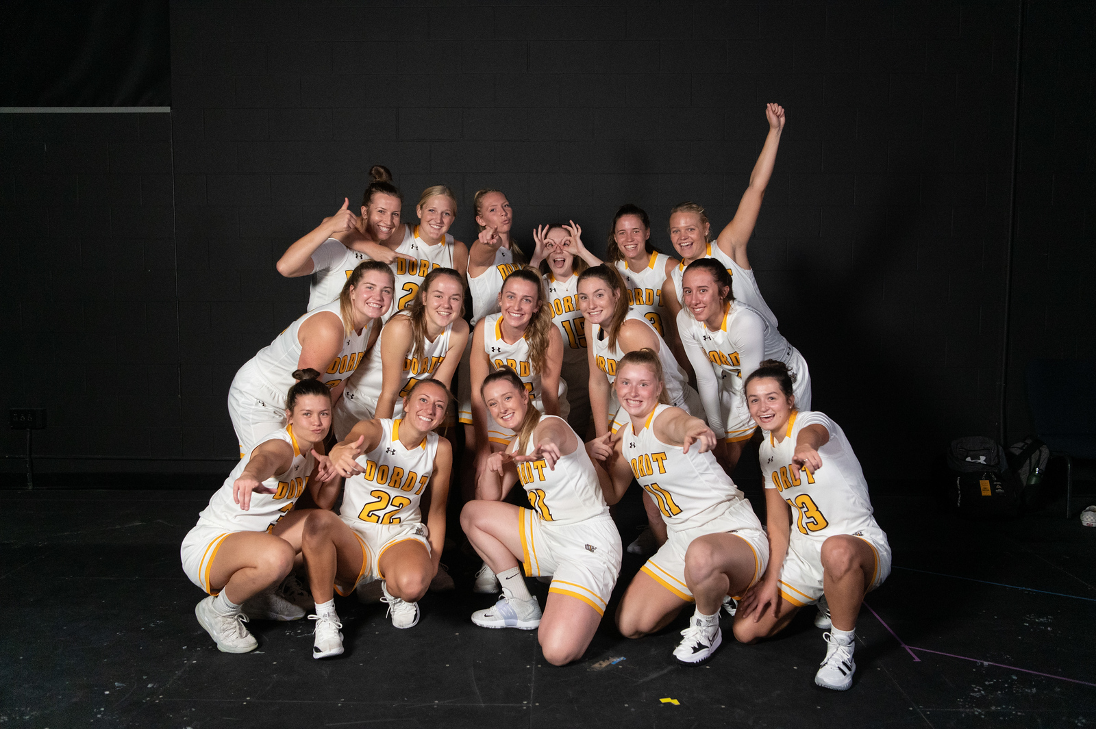 Dordt's women's basketball team poses for a picture