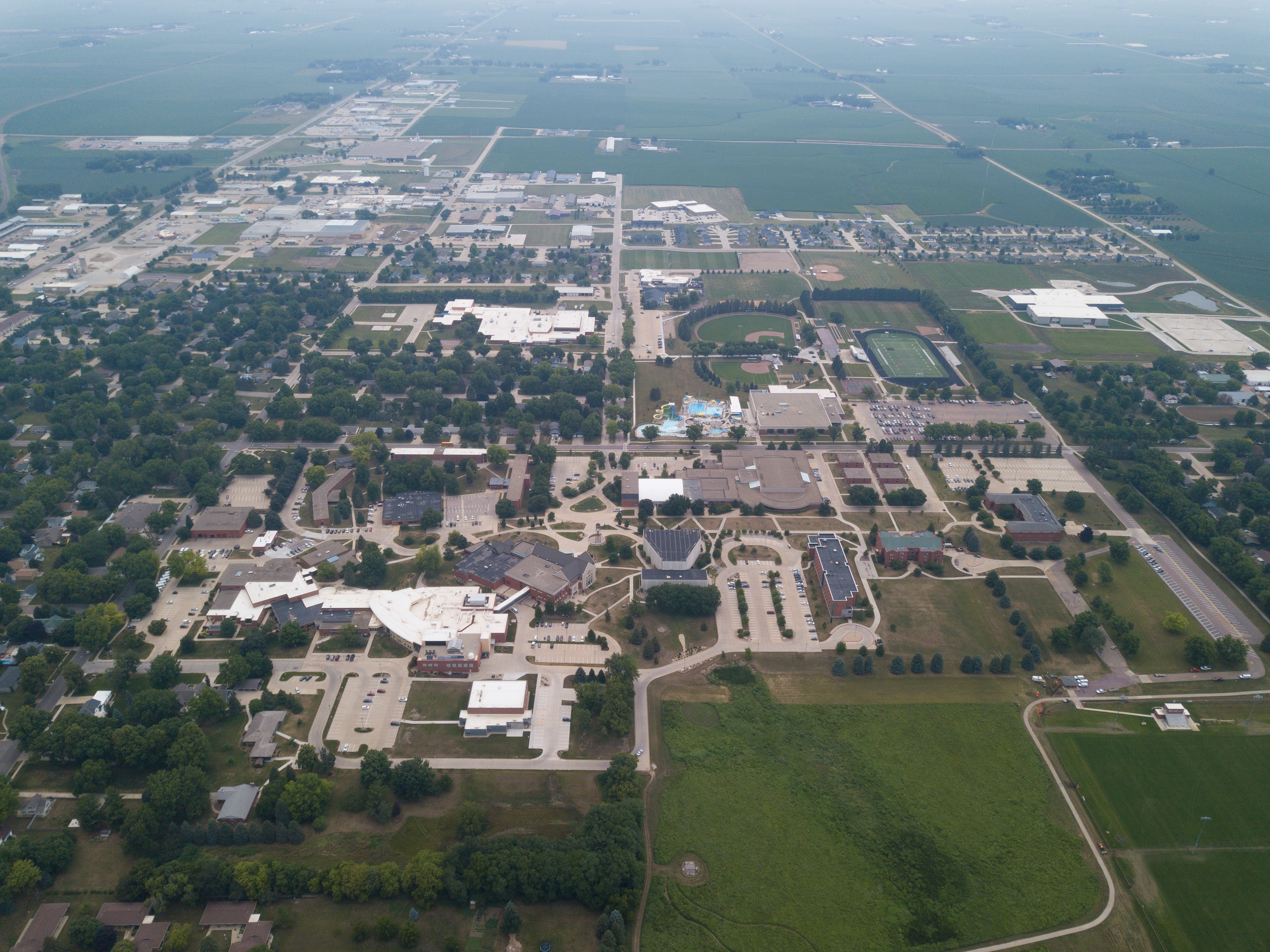 Aerial shot of Dordt University's campus
