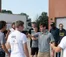 A group of Dordt students stand outside