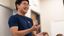 Male student speaking with his hands