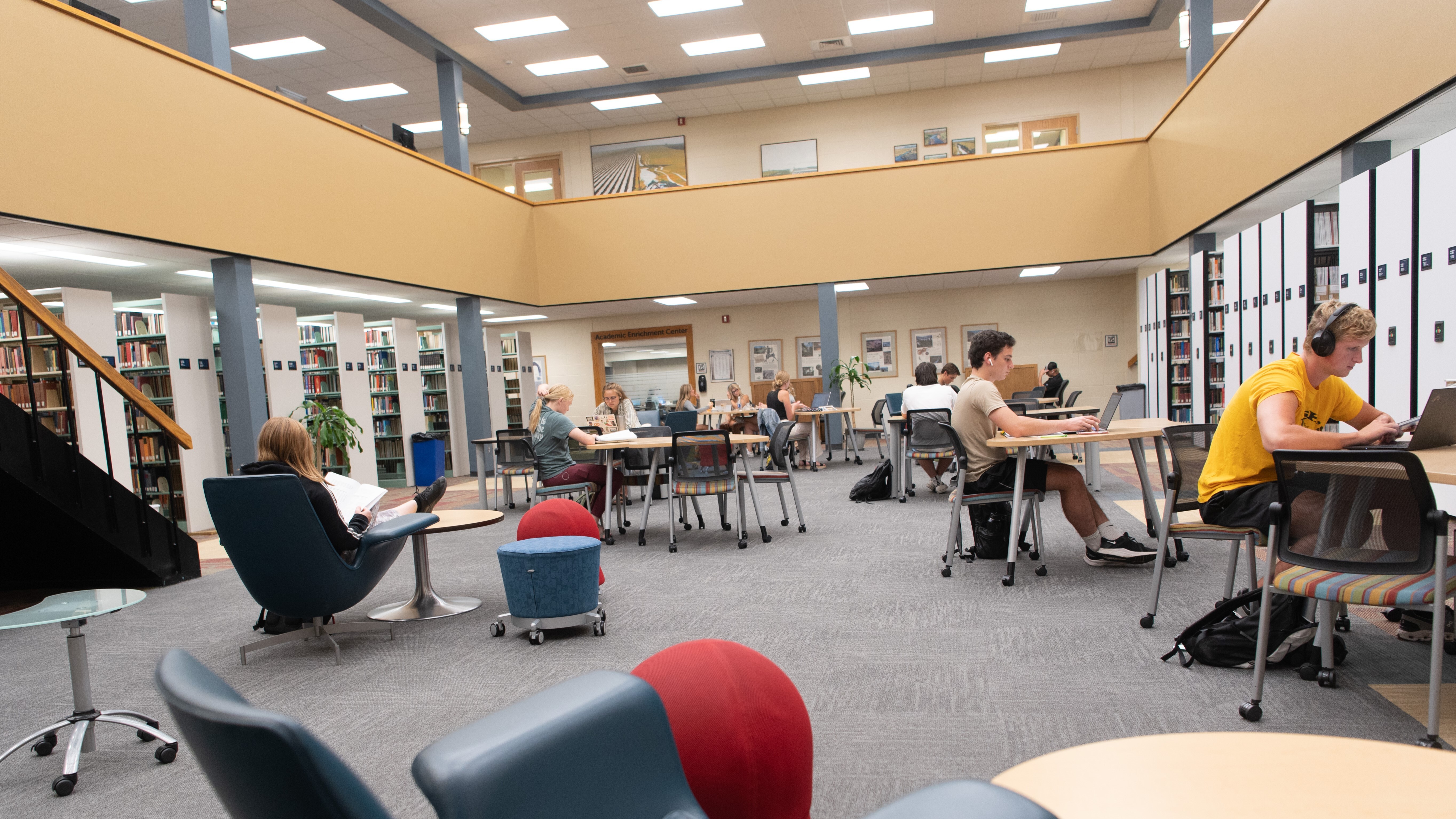 Students sitting in the library