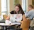 Student studies at a table