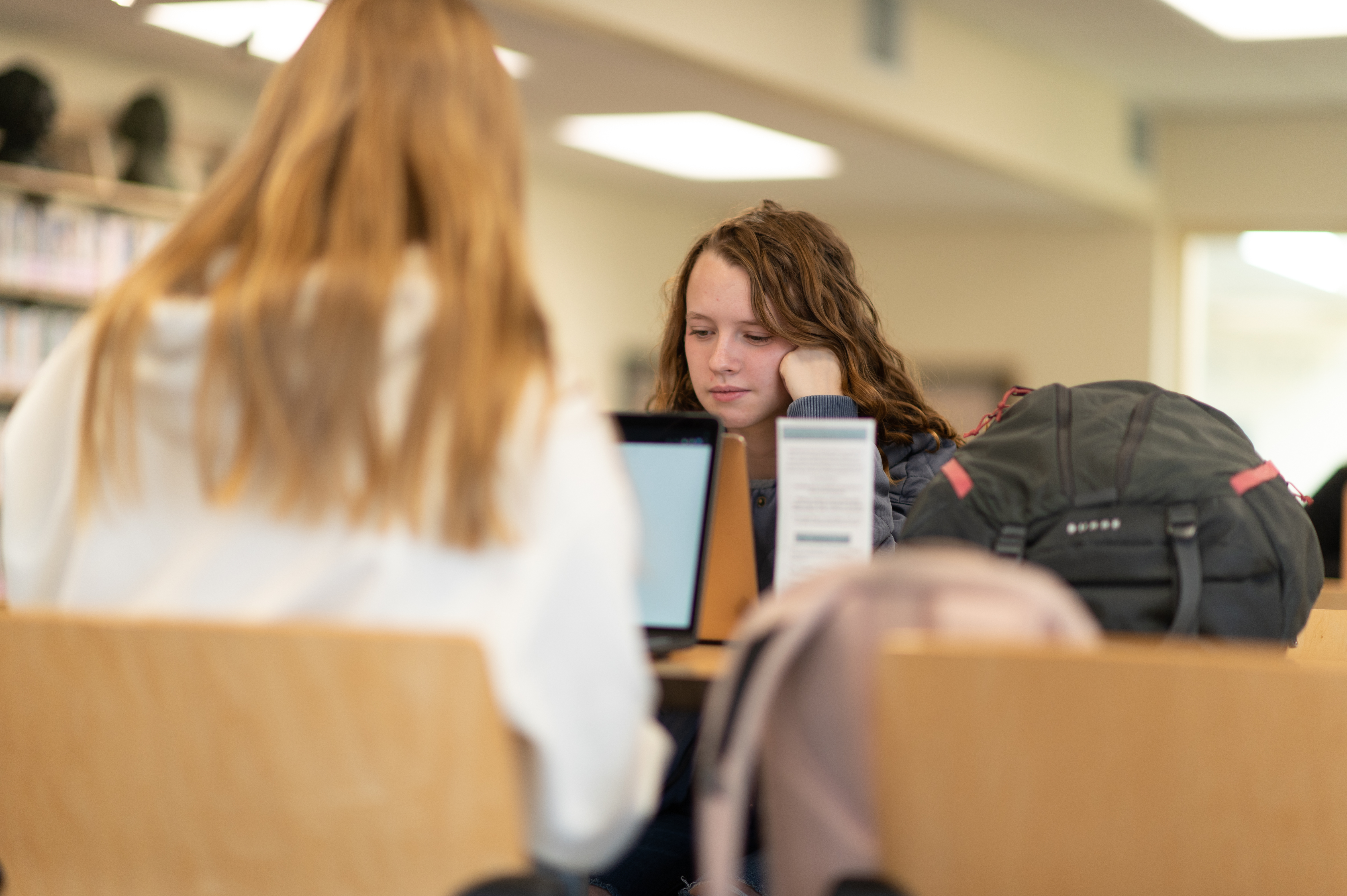 Female student studying on her computer