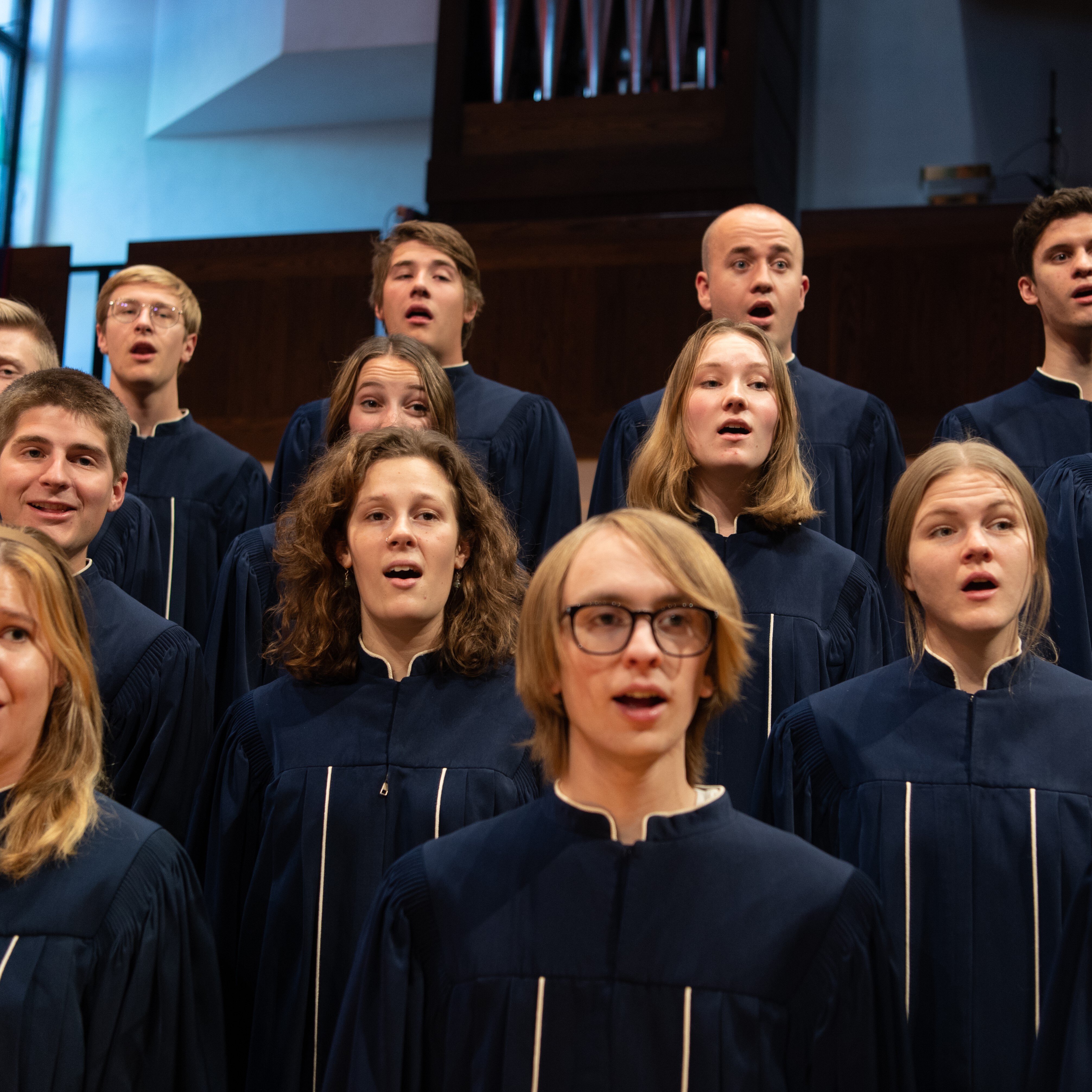 Students singing in a choir
