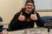 Male student gives thumbs up