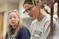 Female students working with chemicals