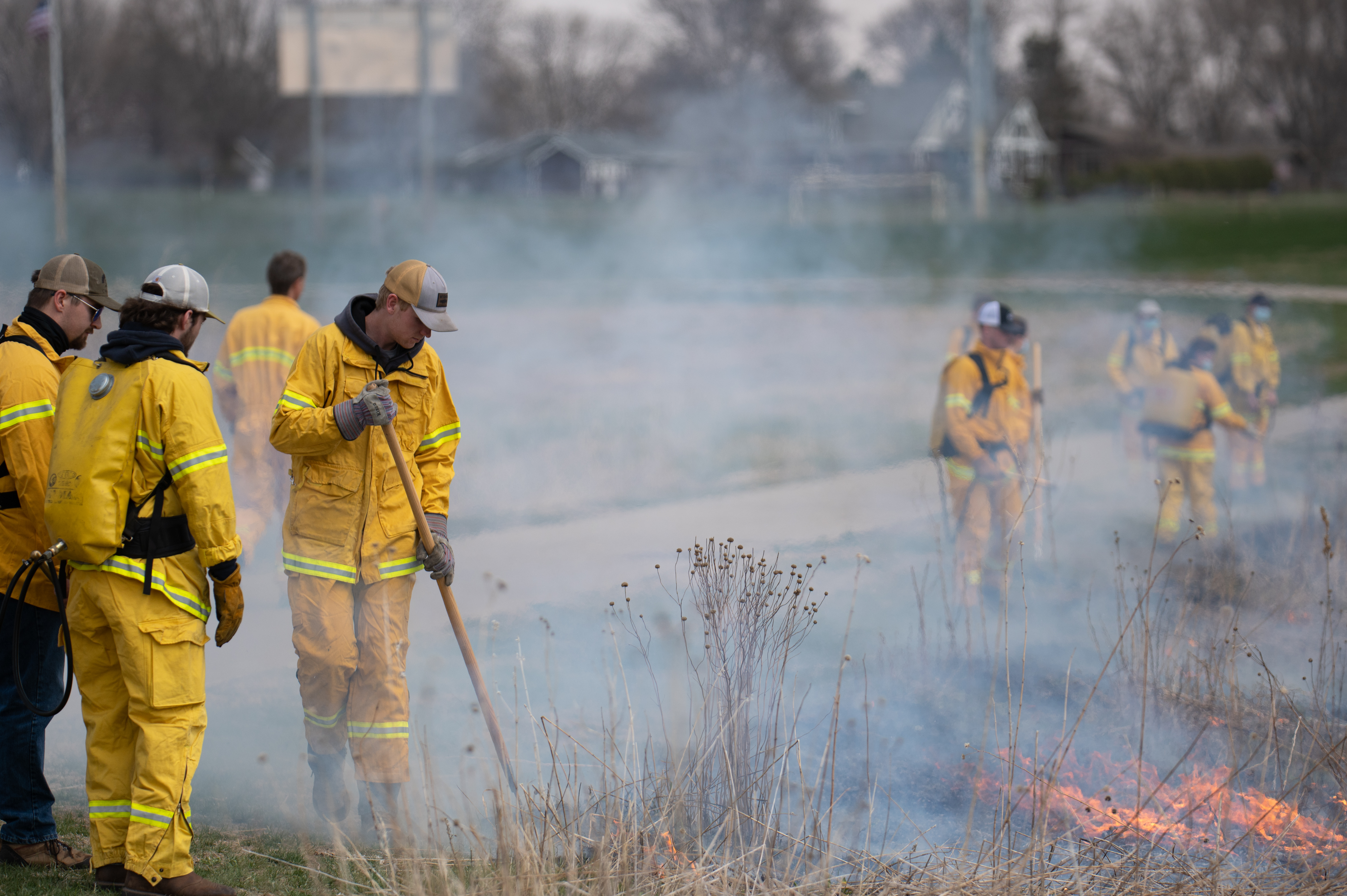 Students have a controlled burn