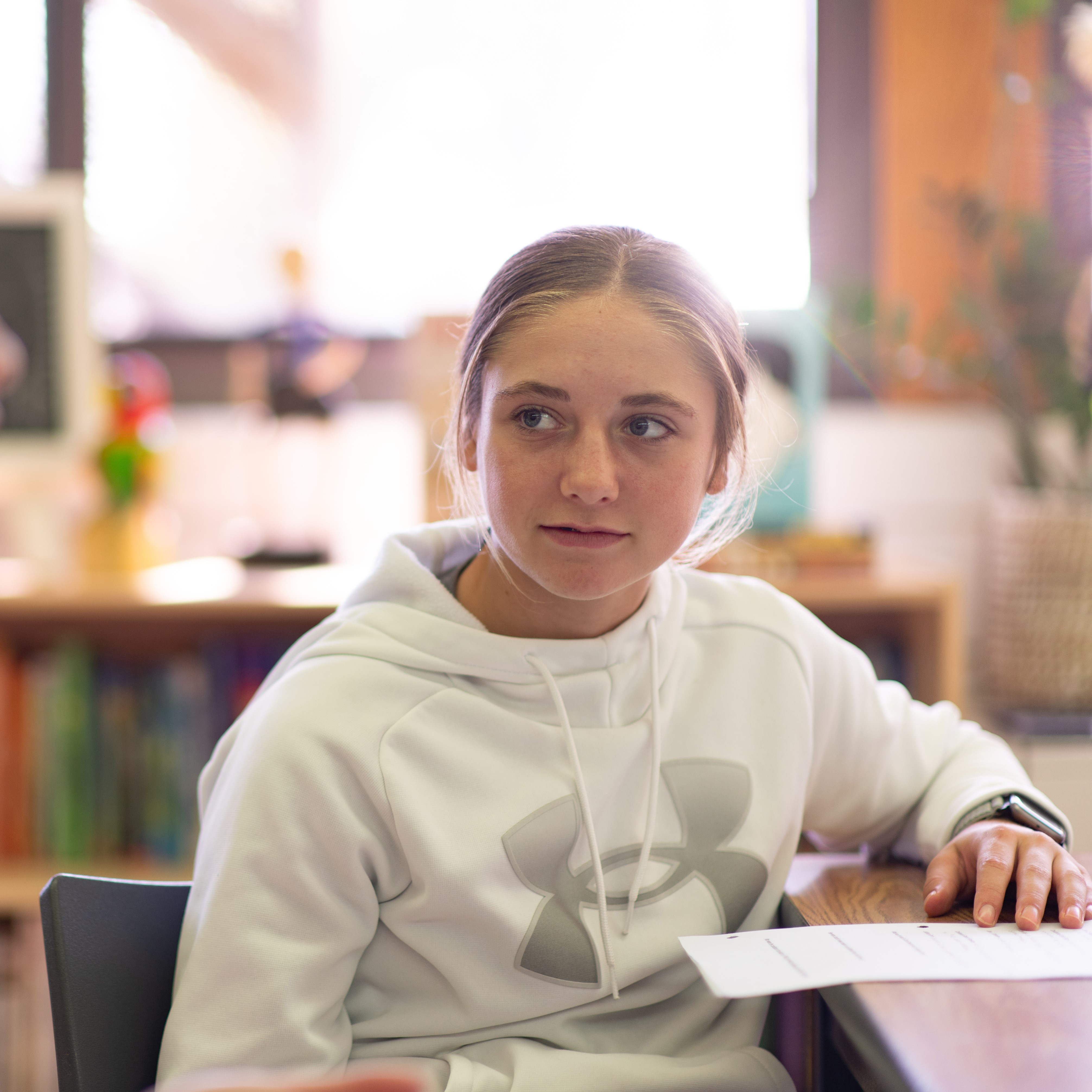 Female student sitting in the classroom