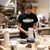 Female student works with clay