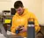 Male student working on a robot