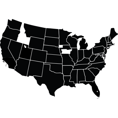 A map of the U.S. highlighting Idaho, northwest Iowa, and southern Iowa