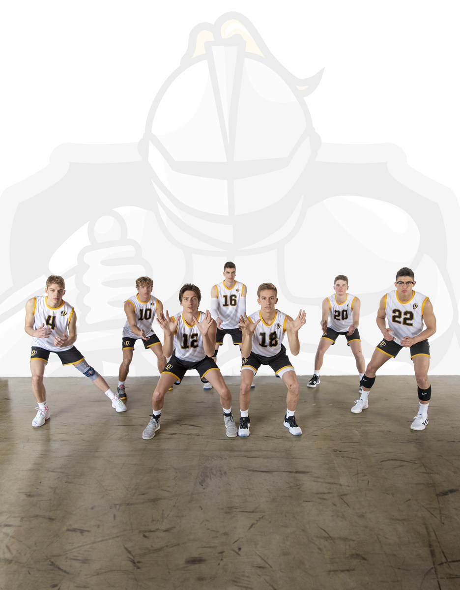 A team photo of Dordt Basketball players