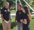 father and daughter talk with admissions counselor outside