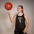 Female basketball player spinning ball on her finger