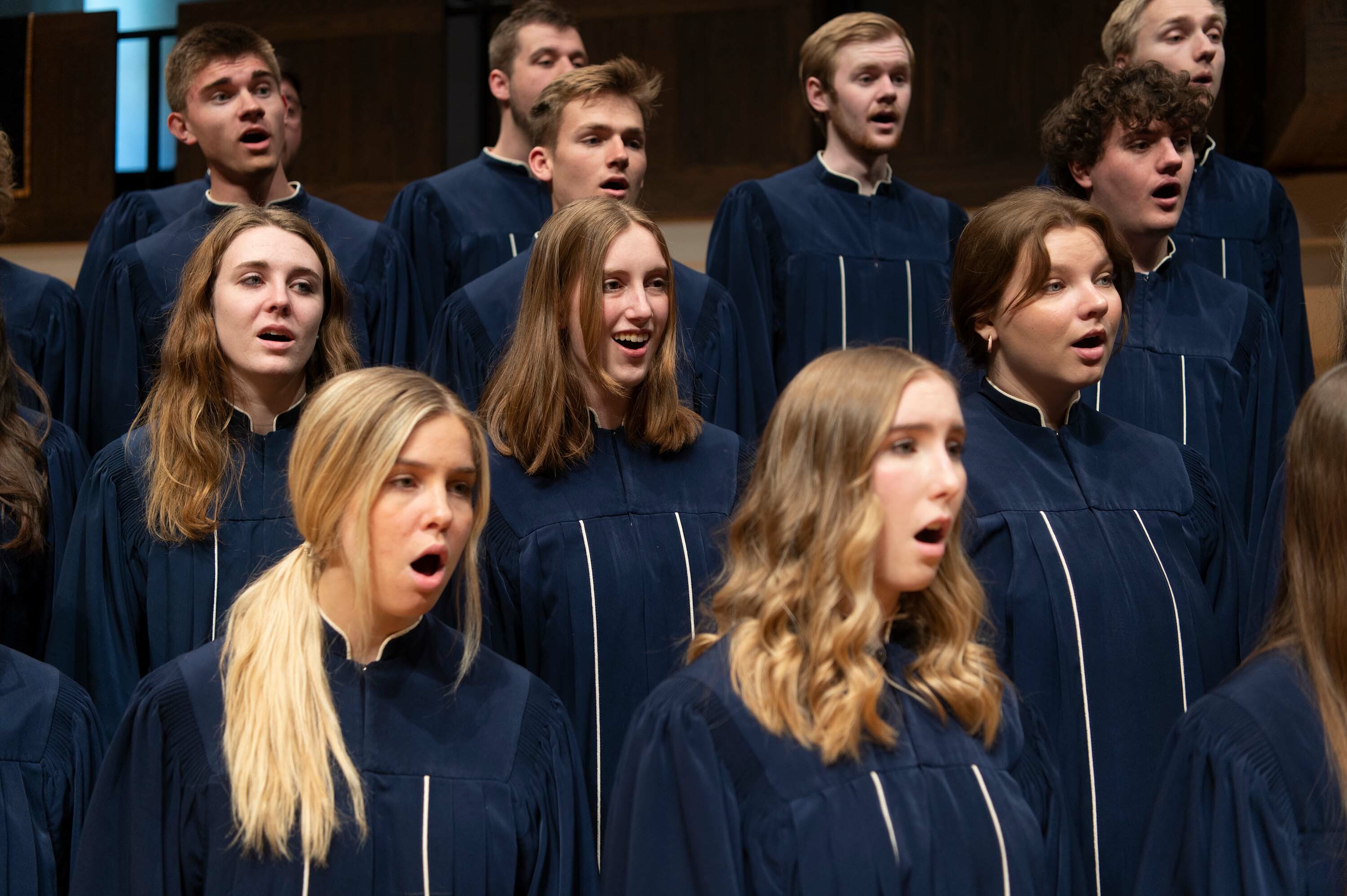 Concert Choir singing in their robes