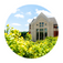 circle photo of the back of dordt's campus building