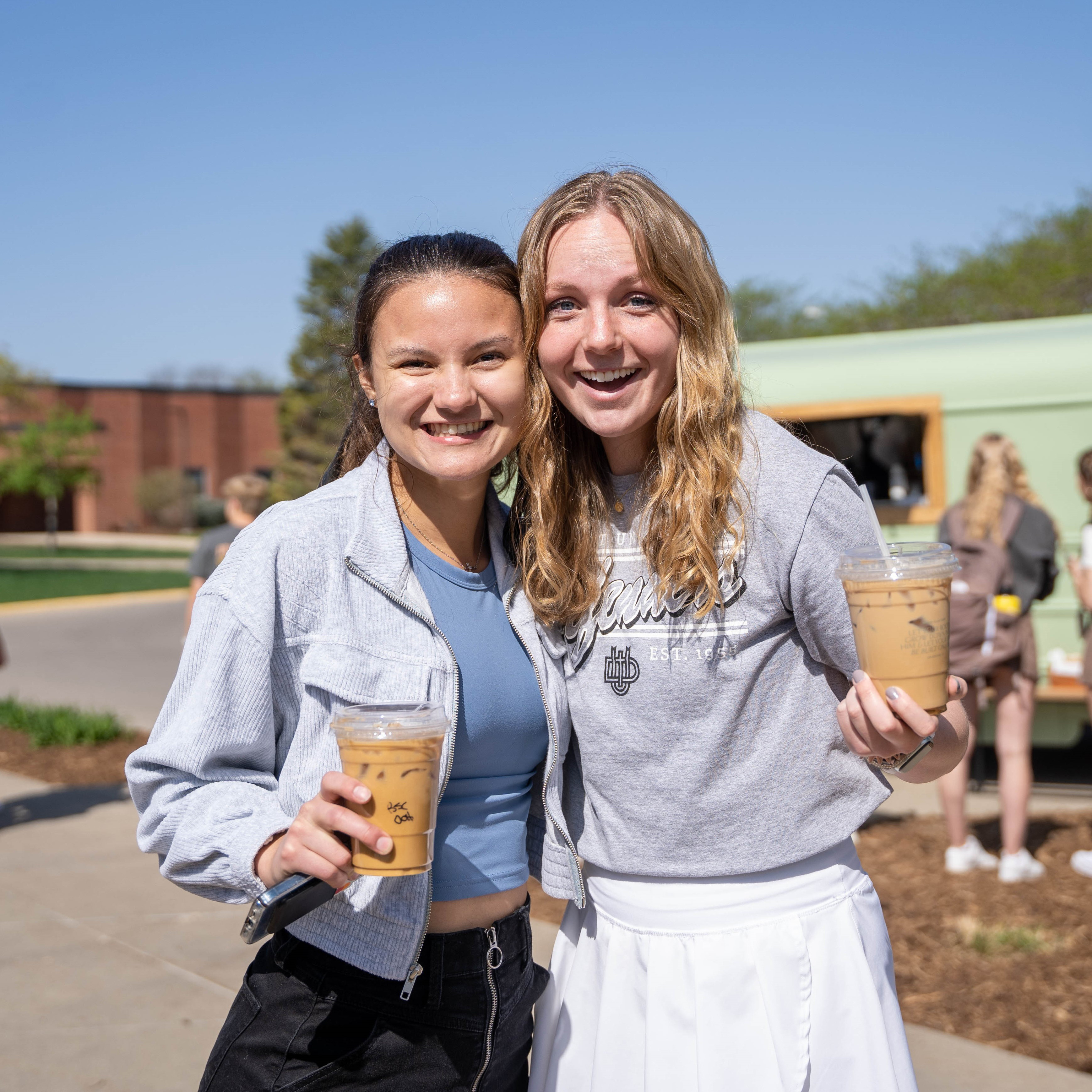 Female students drinking coffee