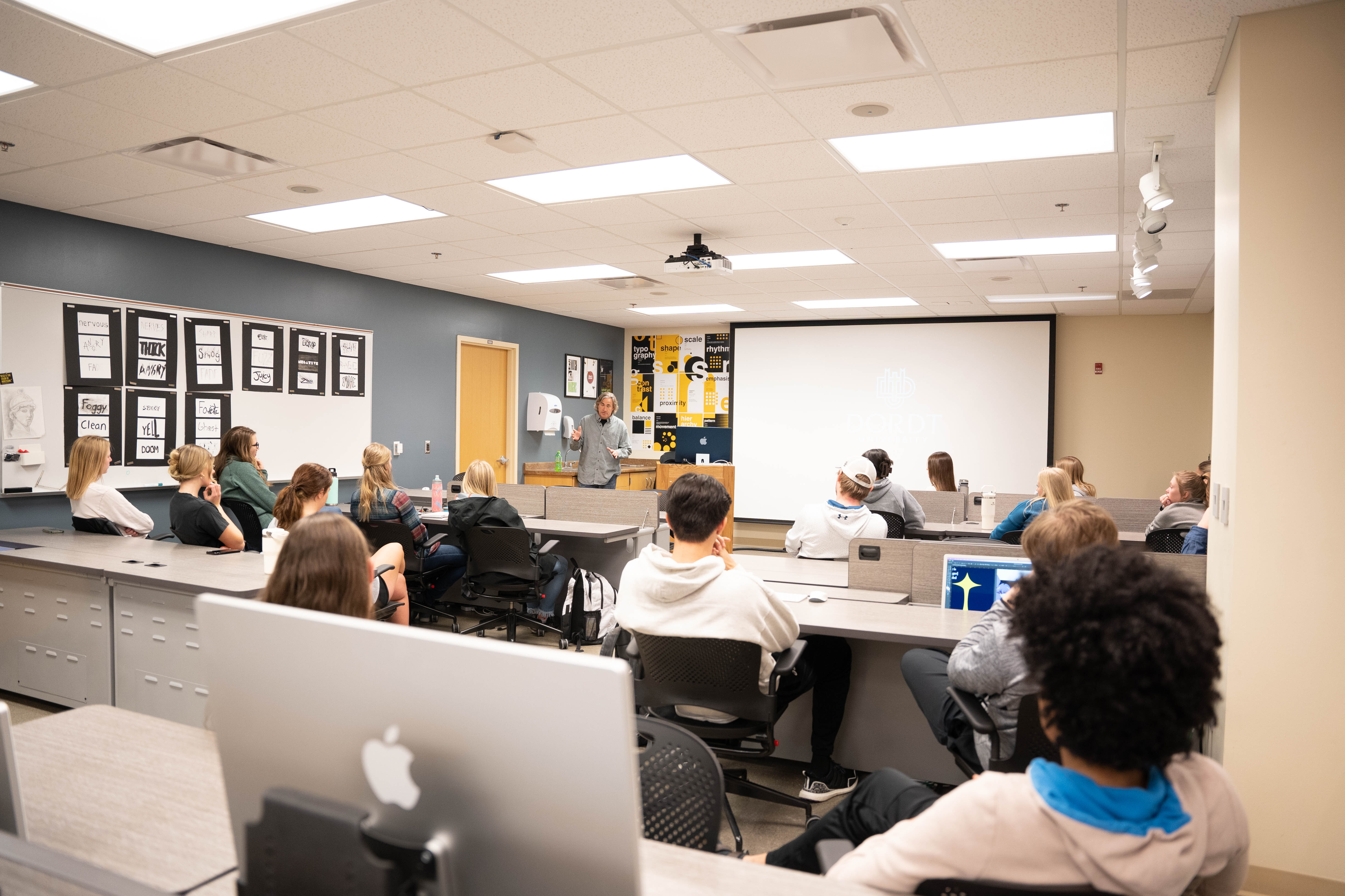 Students sit in class