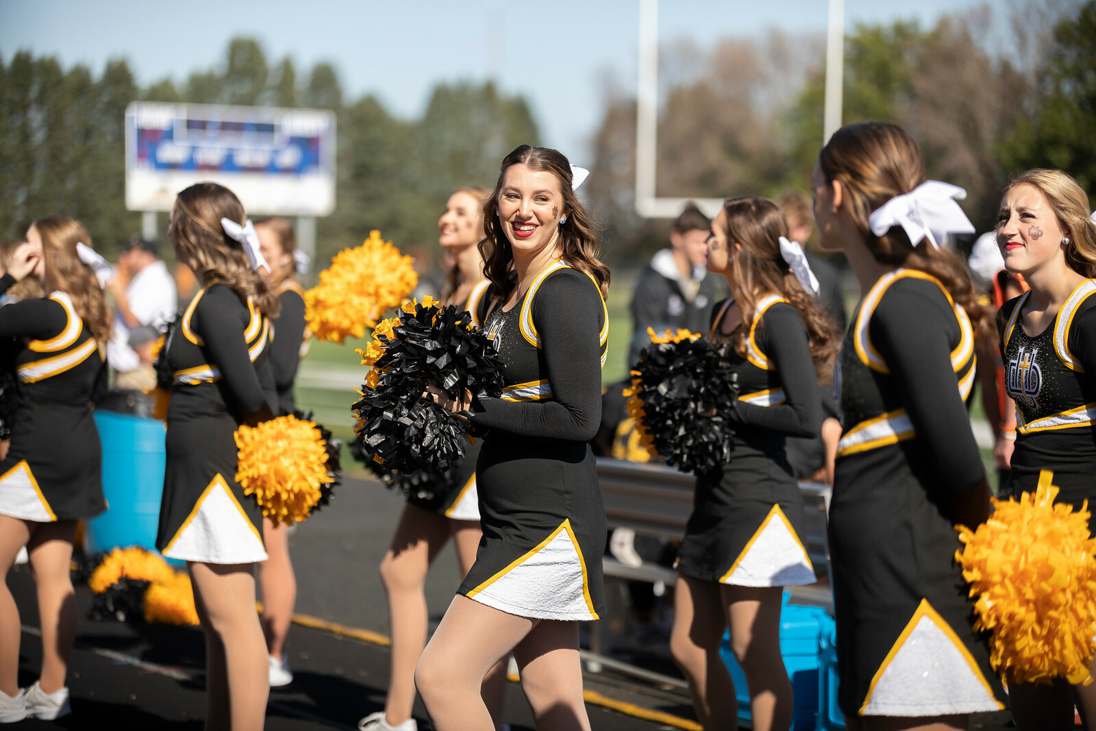 Dordt Cheerleaders getting ready for a game