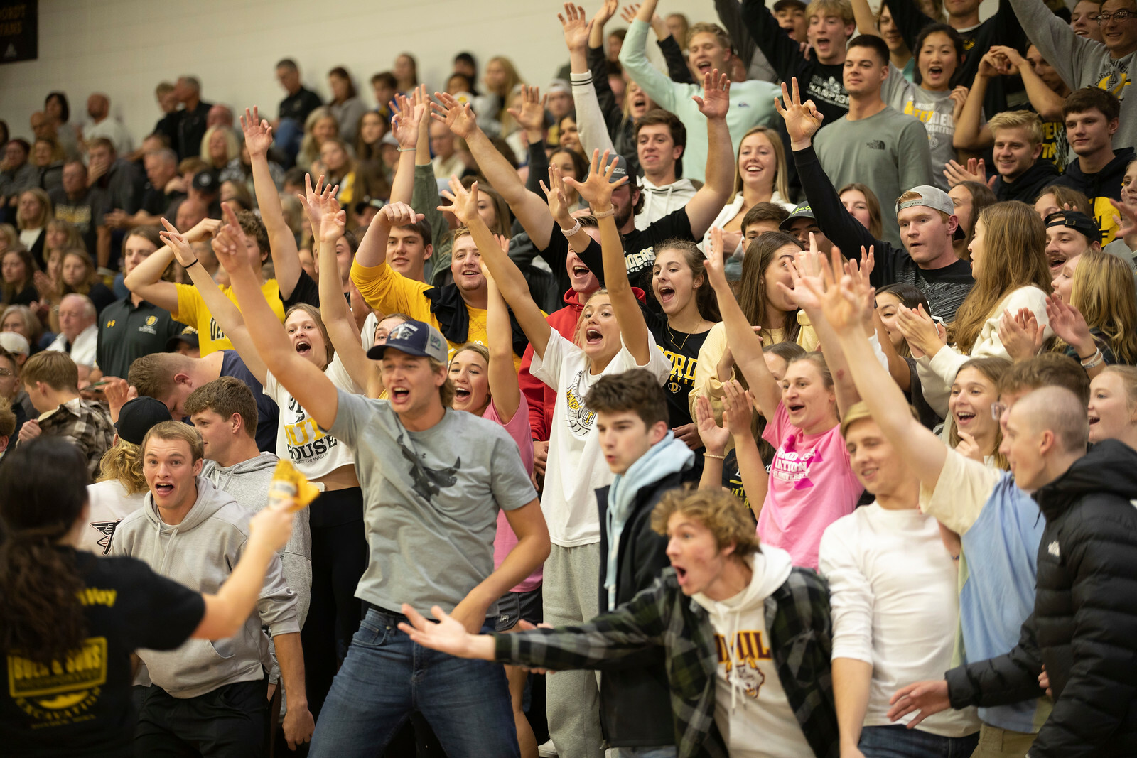 Dordt students cheer wildly during a game