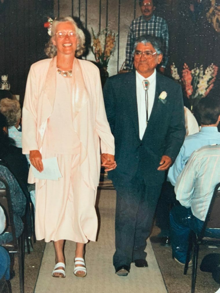 A picture of two people in a wedding